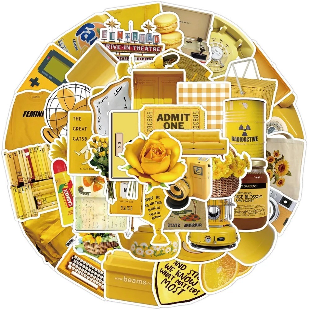 50 Pcs Aesthetic Yellow Vintag - Yellow Laptop Accessories 评论和价格