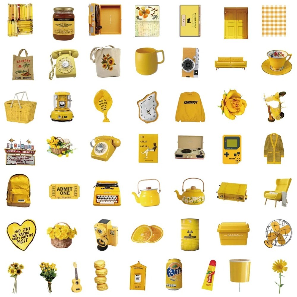 50 Pcs Aesthetic Yellow Vintag - Yellow Laptop Accessories 评论和价格