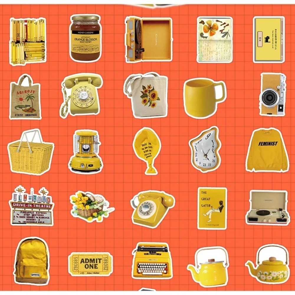 50 Pcs Aesthetic Yellow Vintag - Yellow Laptop Accessories 评论和价格