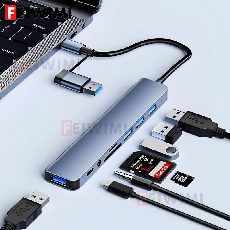 8 in 2 Port USB C Splitter USB - Laptop Accessories Hub 评论和价格
