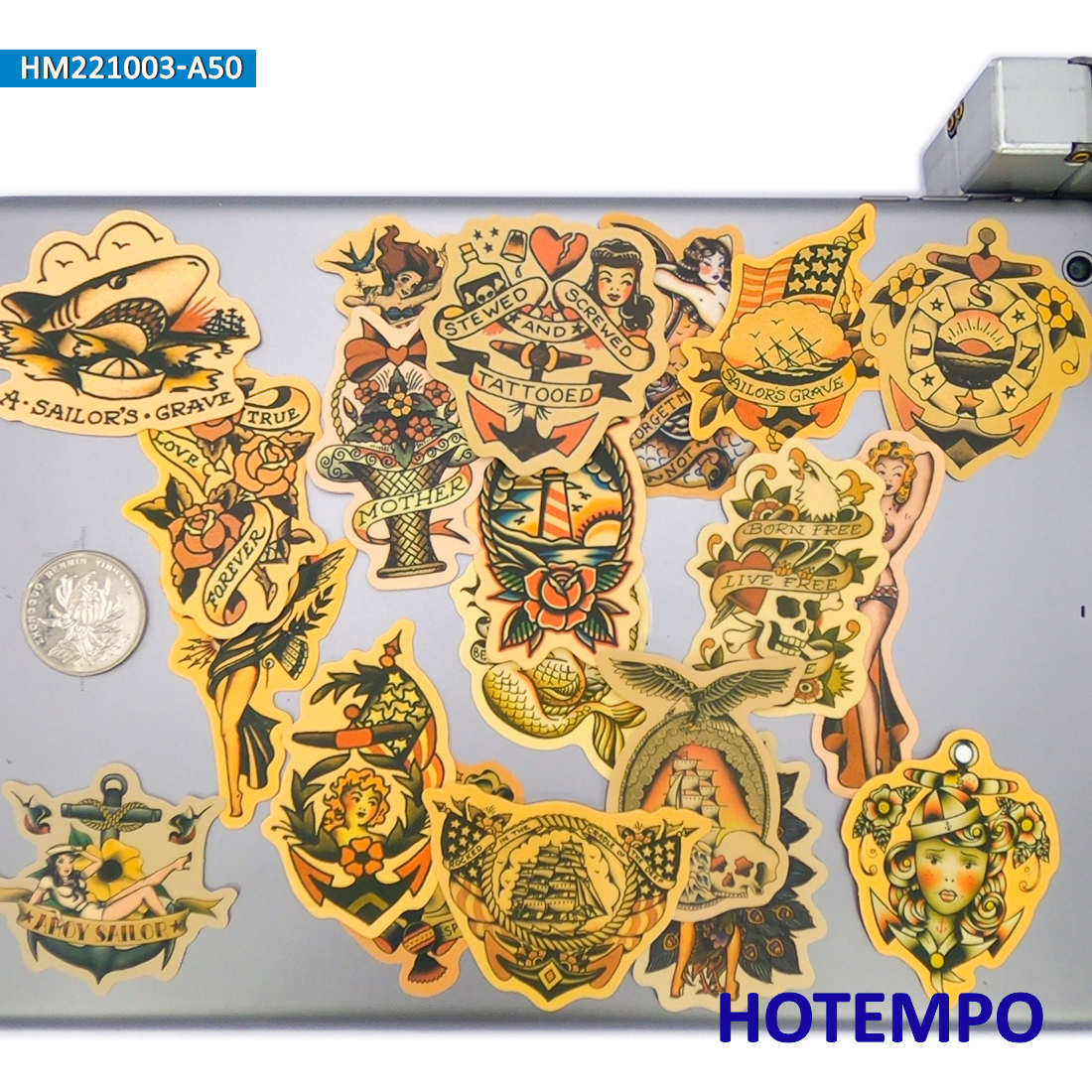 50Pieces Yellowing Retro Decal - Yellow Laptop Accessories 评论和价格