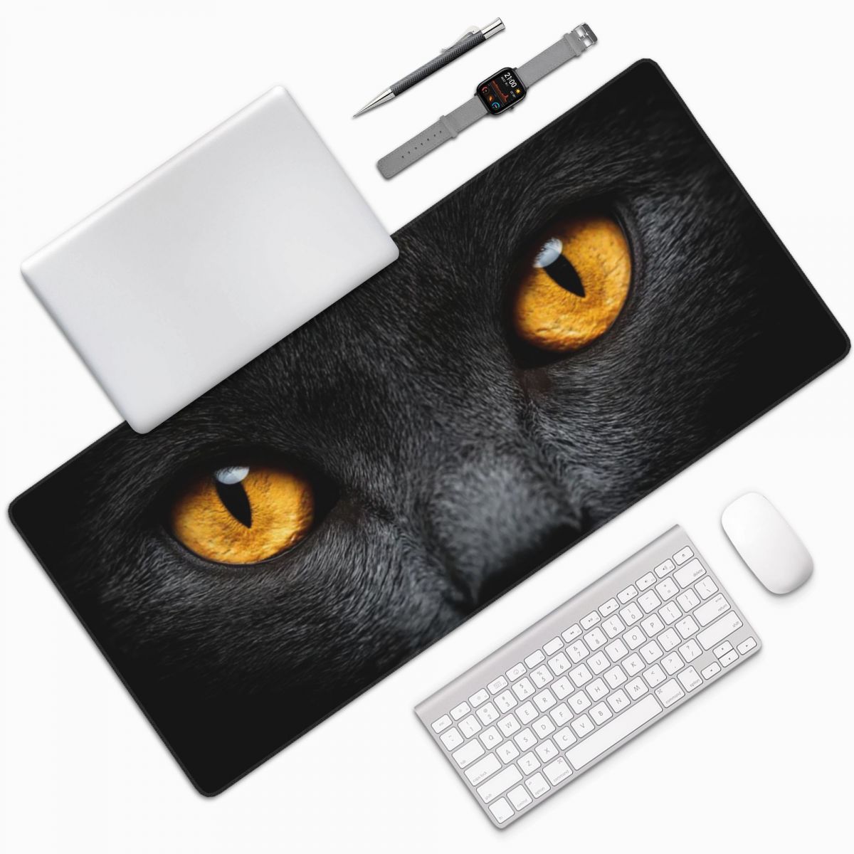Black Cat Face And Yellow Eyes - Yellow Laptop Accessories 评论和价格